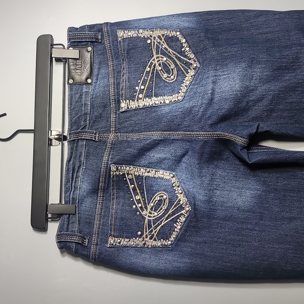 Live Hard Play Hard Embellished Bling Western Cow Girl Boot Cut Jeans